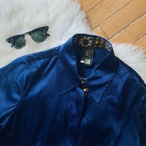 Roberto Cavalli silk blue blouse